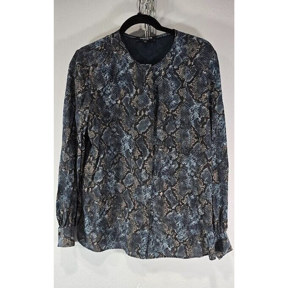 Lafayette 148 100% silk Snake Skin Pattern long sleeve blouse size 14 large - Picture 4 of 10